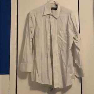 Donald trump button down. White with black stripes